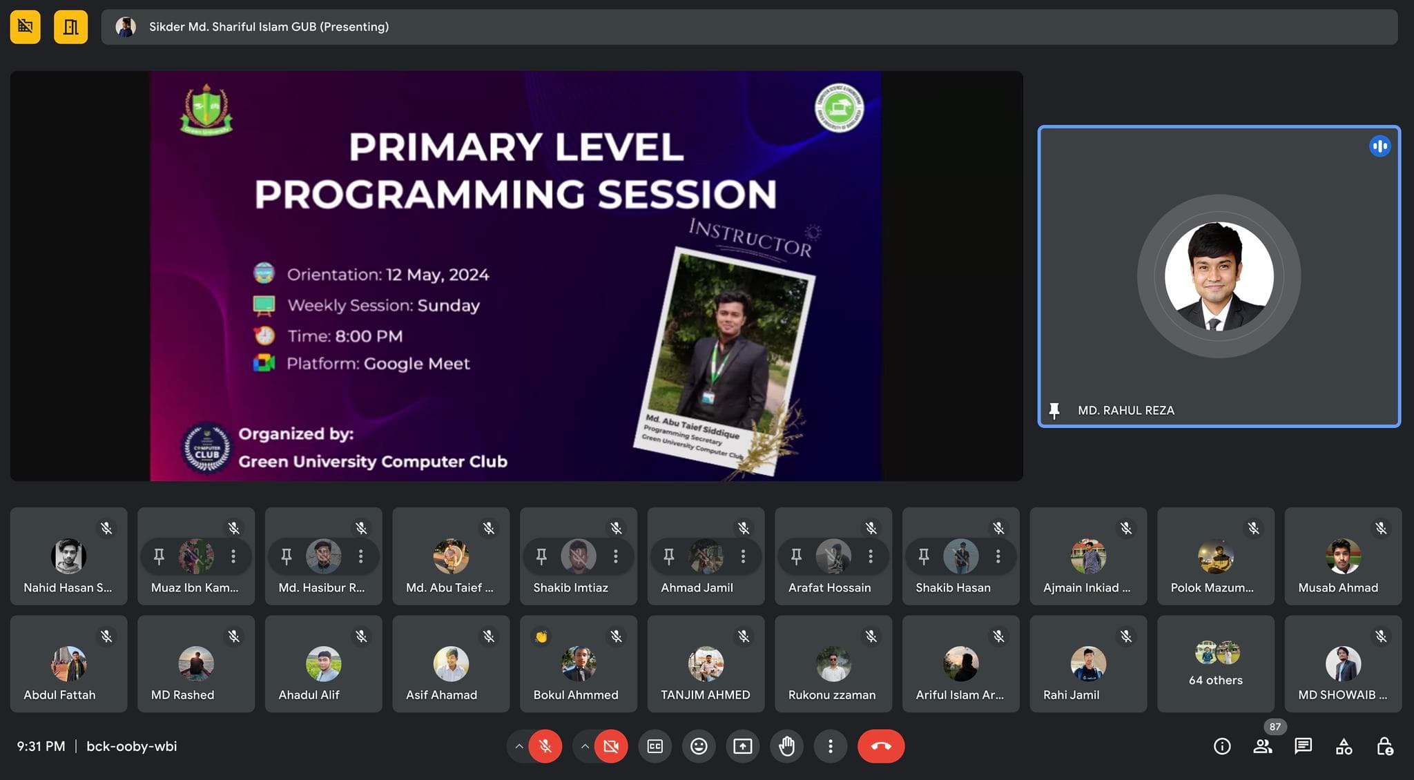 Orientation of Primary Level Programming Session